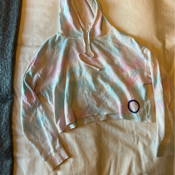 Tie Dye Hoodie - pink and blue cropped - Picture 1 of 10